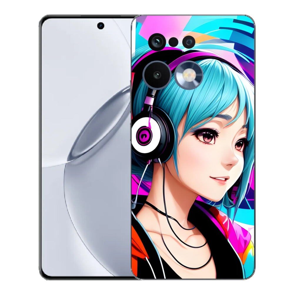 mmCase géltok a Realme 16 Pro+ készülékhez – fejhallgatóval ellátott lány
