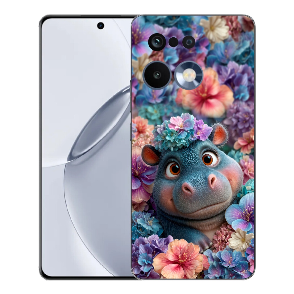 mmCase géltok a Realme 16 Pro+ készülékhez – virágokkal díszített kis víziló