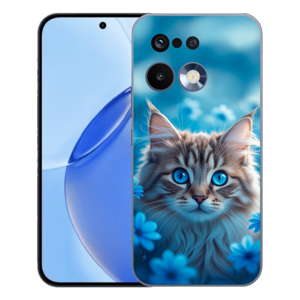 mmCase gél tok a Realme 16 Pro-hoz – kiscica kék virágok között