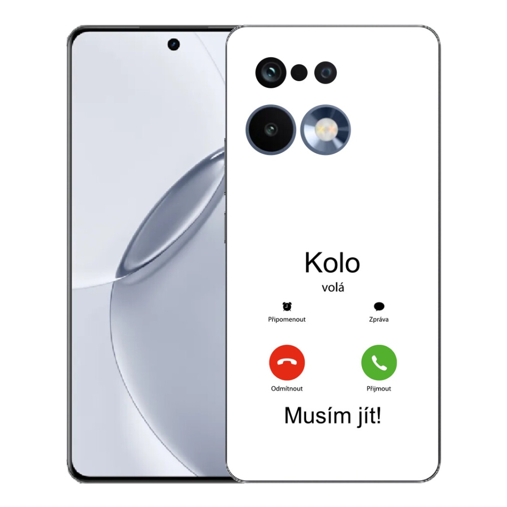 mmCase géltok a Realme 16 Pro+ készülékhez – „A kerék hív” fehér háttérrel