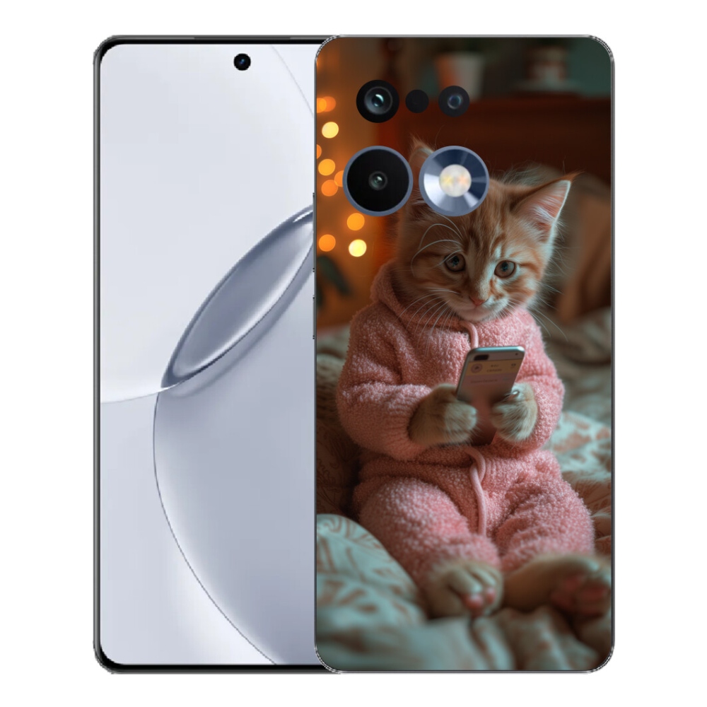 mmCase gélhuzat a Realme 16 Pro+ készülékhez – cica a mobiltelefonnal