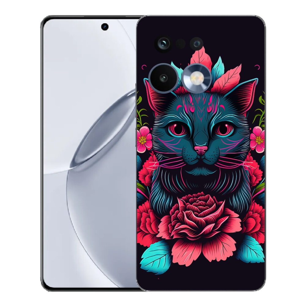 mmCase gél tok a Realme 16 Pro+ készülékhez – virágok és macska