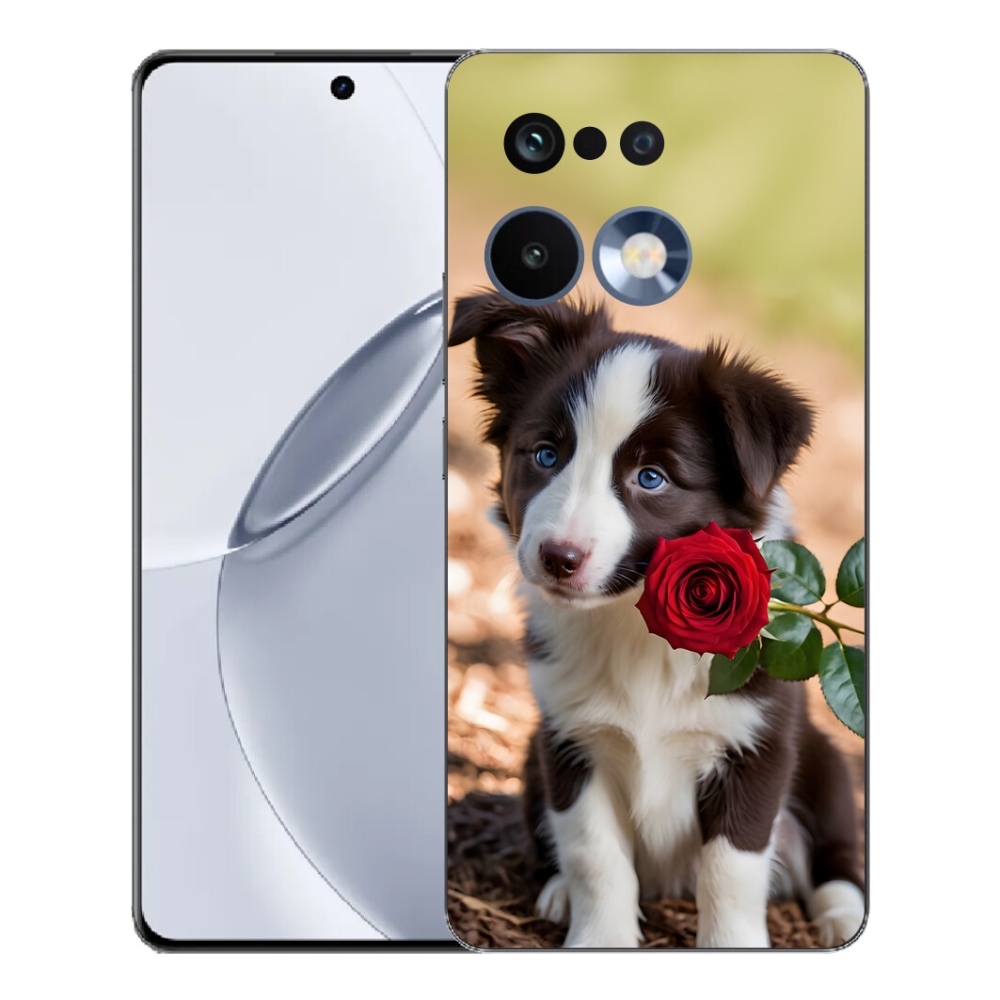 mmCase gél tok a Realme 16 Pro+ készülékhez – aranyos border collie rózsával