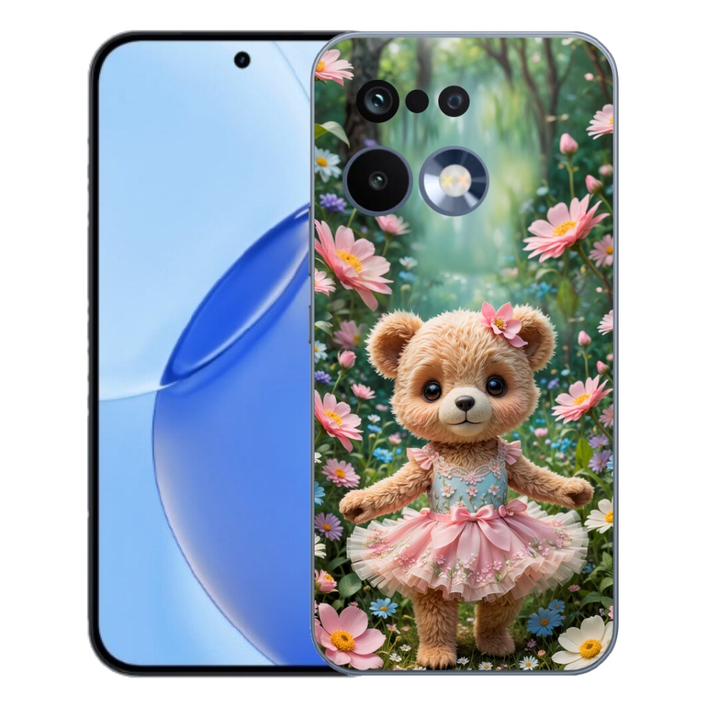 mmCase gél tok a Realme 16 Pro-hoz – aranyos mackó virágok között