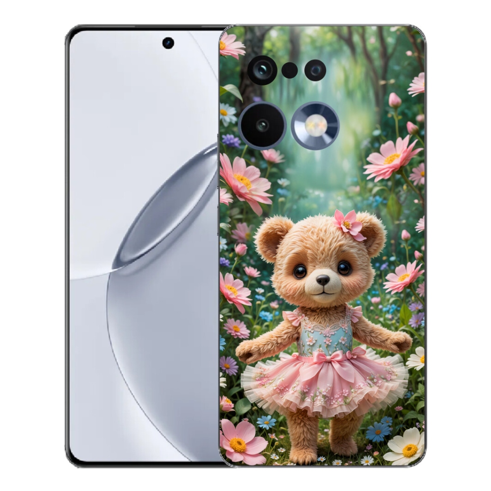 mmCase gél tok a Realme 16 Pro+ készülékhez – aranyos mackó virágok között