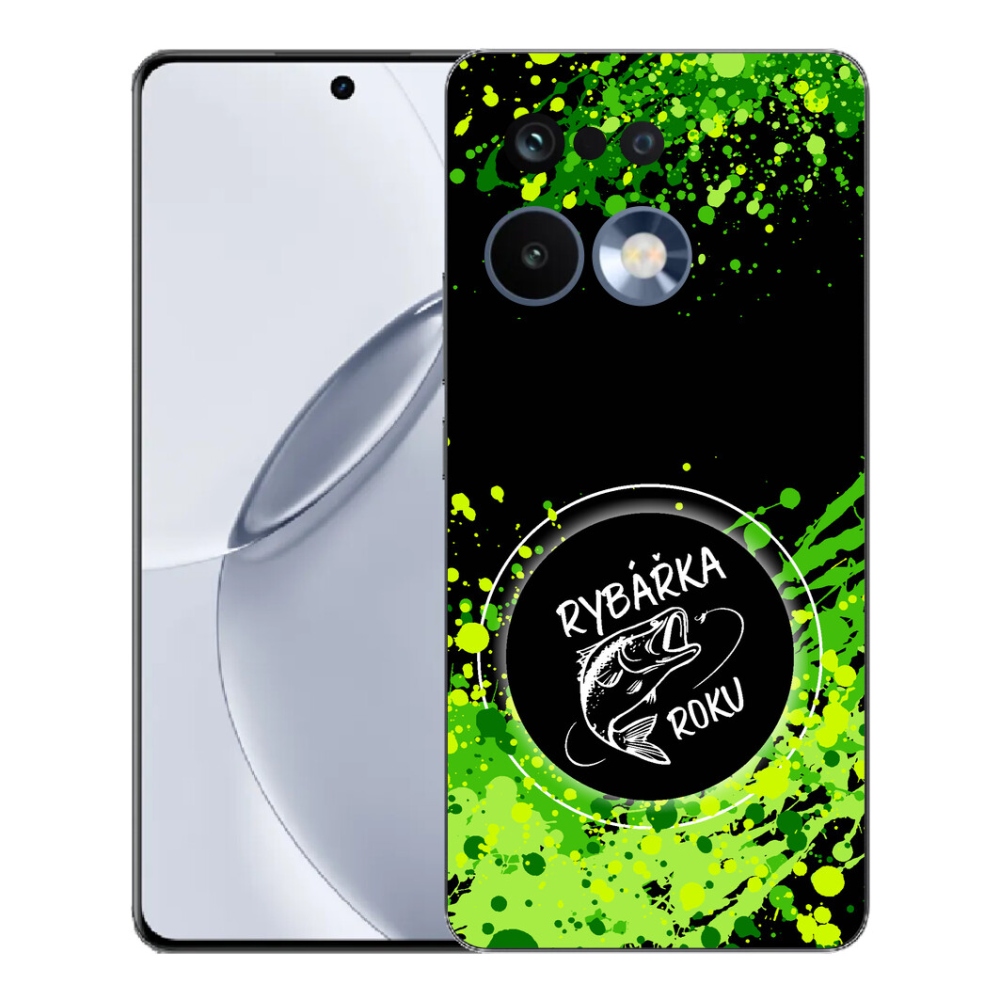 mmCase géltok a Realme 16 Pro+ készülékhez – „Az év horgásznője” fekete háttérrel