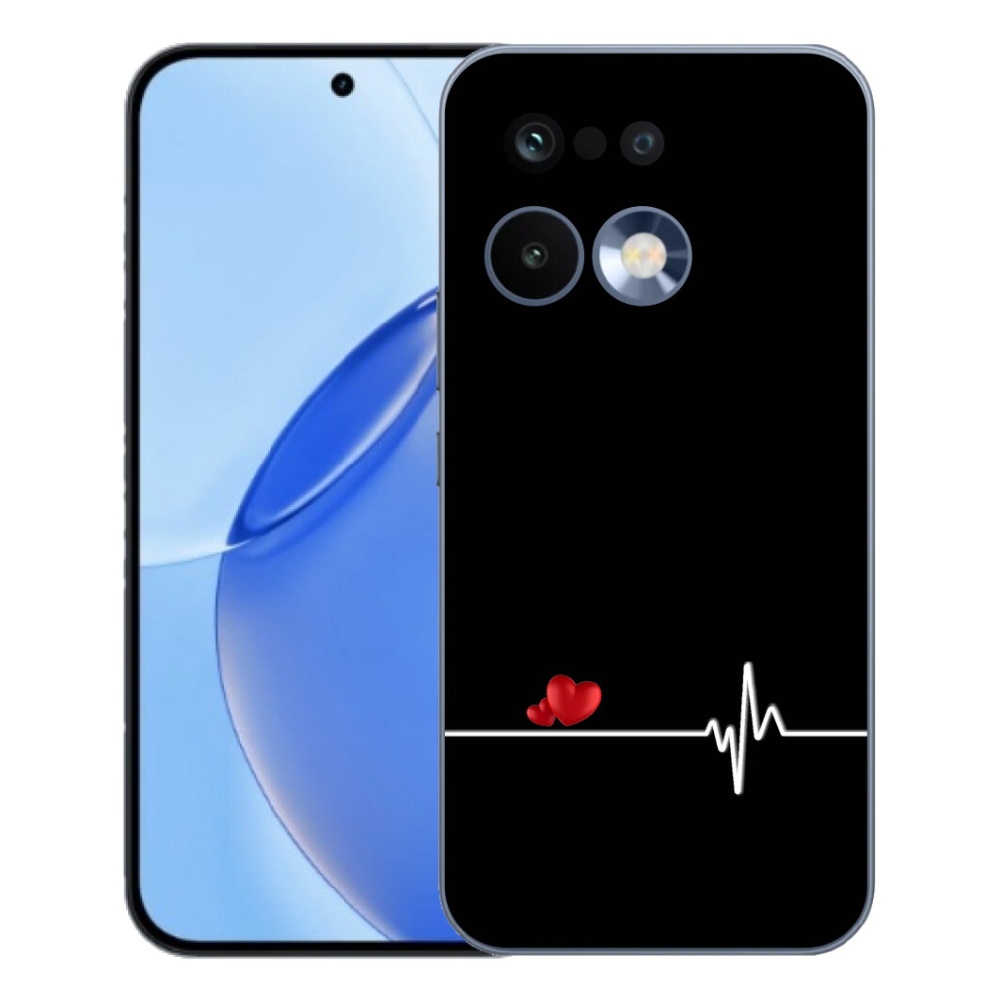 mmCase géltok a Realme 16 Pro-hoz – szív és pulzus fekete háttérrel