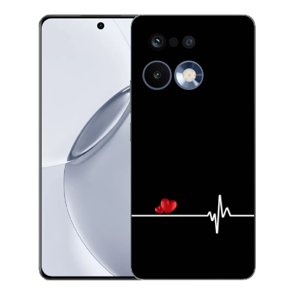 mmCase géltok a Realme 16 Pro+ készülékhez – szív és pulzus fekete háttérrel