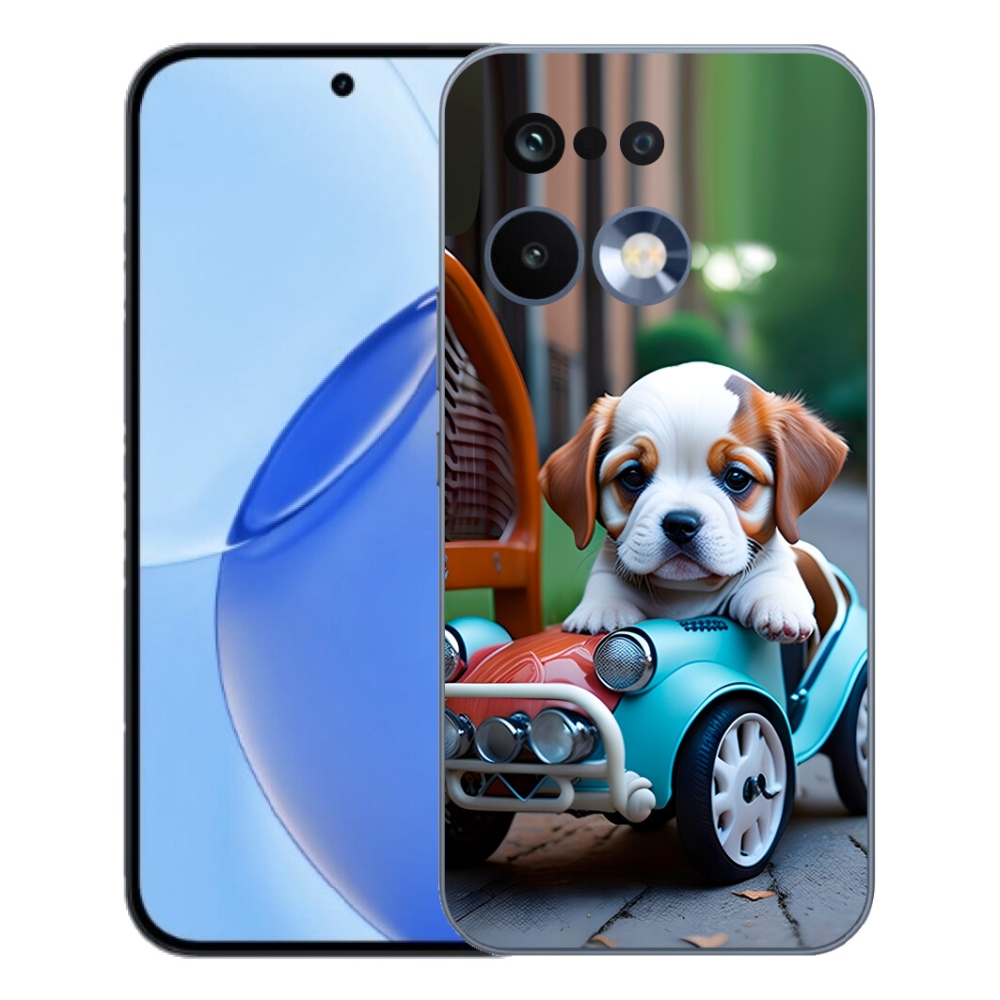mmCase géltok a Realme 16 Pro-hoz – kiskutya egy retro autóban