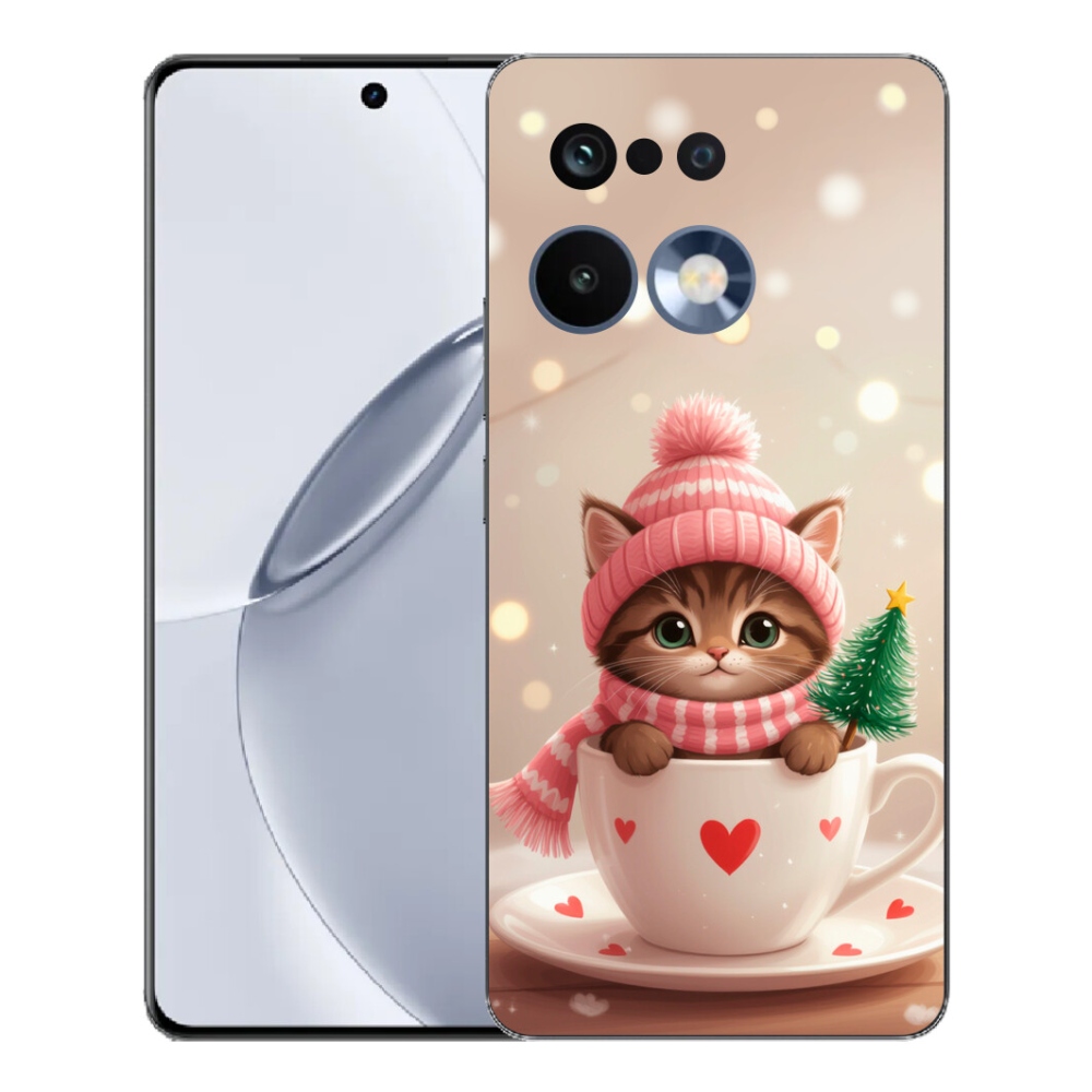 mmCase gél tok a Realme 16 Pro+ készülékhez – karácsonyi cica egy csészében