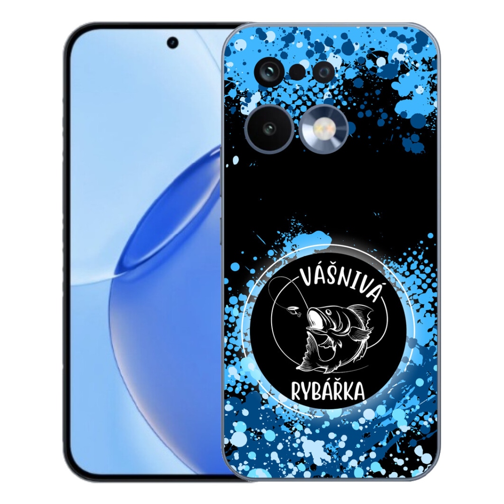 mmCase gél tok a Realme 16 Pro-hoz – szenvedélyes horgászlány, fekete háttérrel