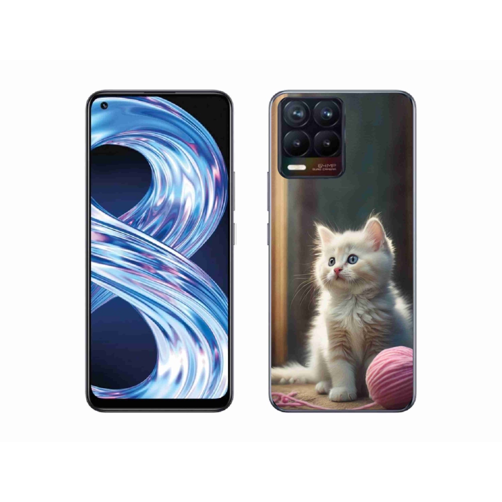 mmCase gél tok a Realme 8 4G-hez – fehér cica 2