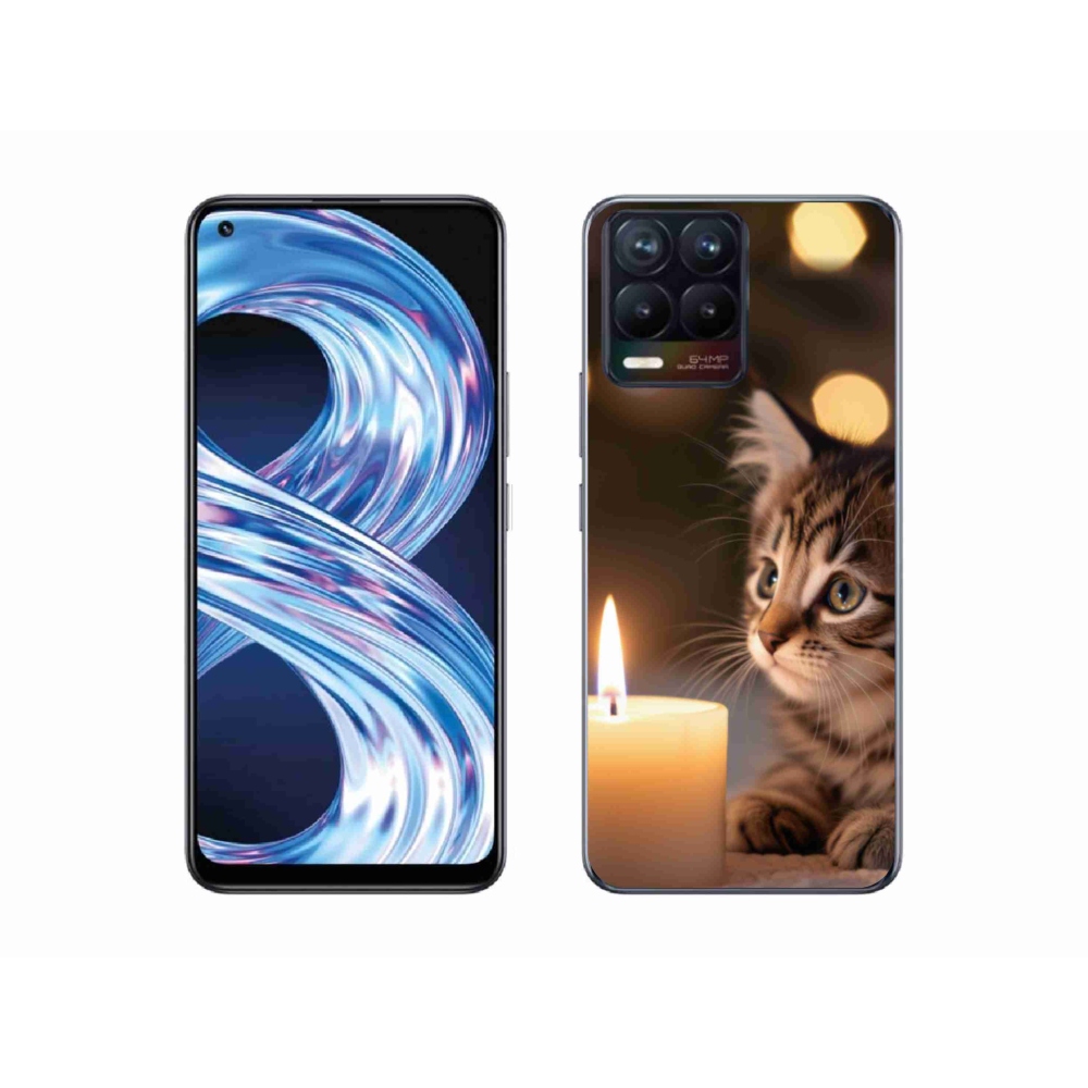 mmCase gél tok a Realme 8 4G-hez – cica és gyertya