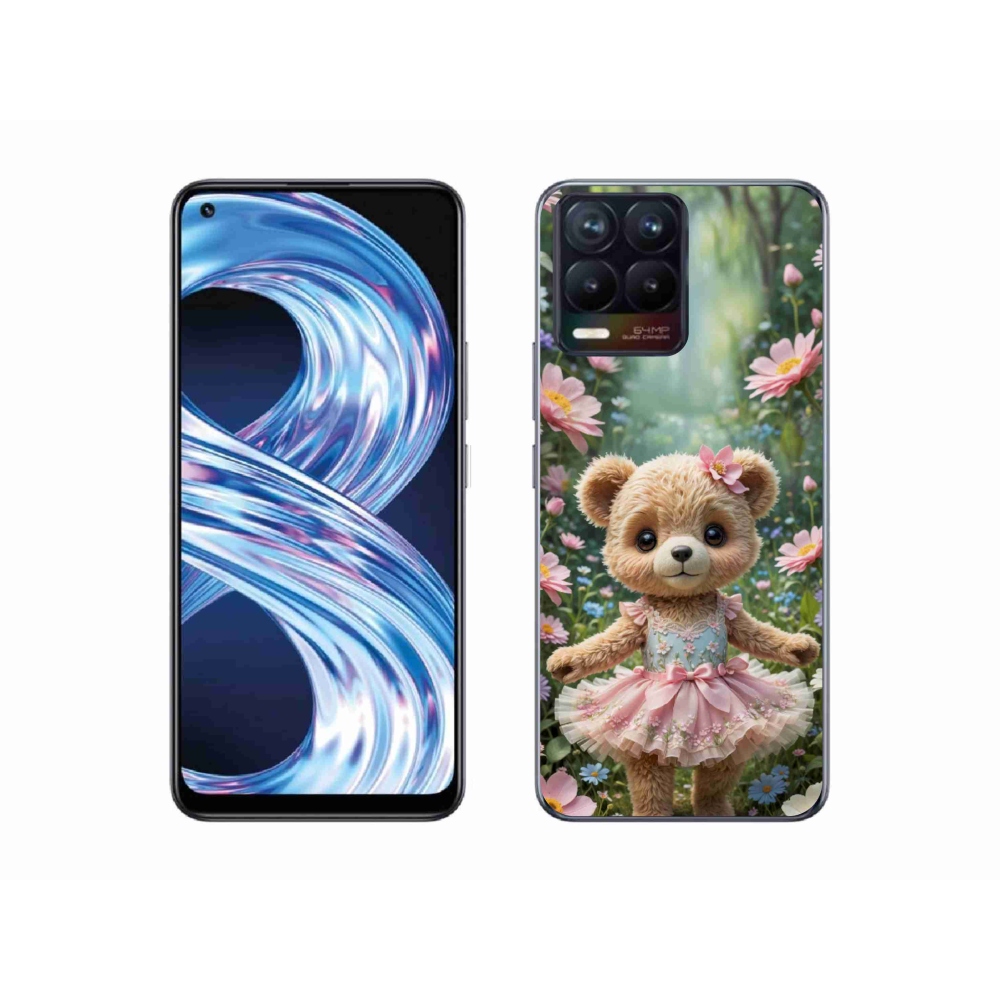 mmCase géltok a Realme 8 4G-hez – aranyos mackó virágok között