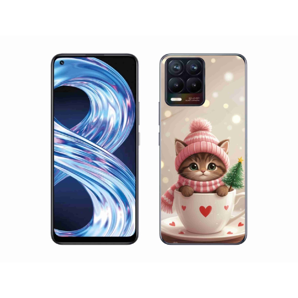 mmCase gél tok a Realme 8 4G-hez – karácsonyi cica csészében