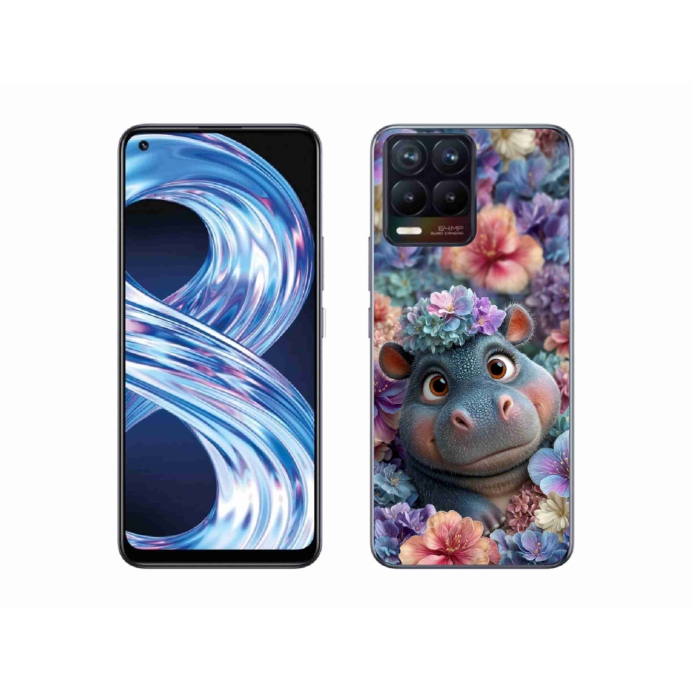 mmCase géltok a Realme 8 Pro-hoz – virágokkal díszített kis víziló