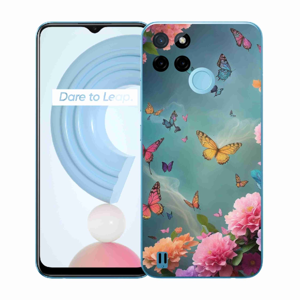 Gél borító mmCase a Realme C21Y/C25Y készülékhez - színes virágok és pillangók