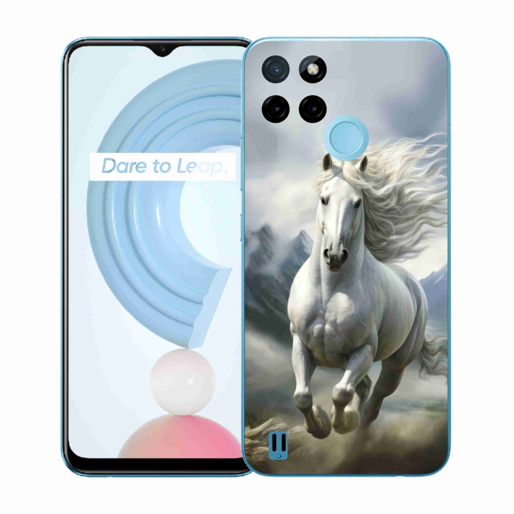Zselés borítás mmCase a Realme C21Y/C25Y készülékhez - futó fehér ló 3