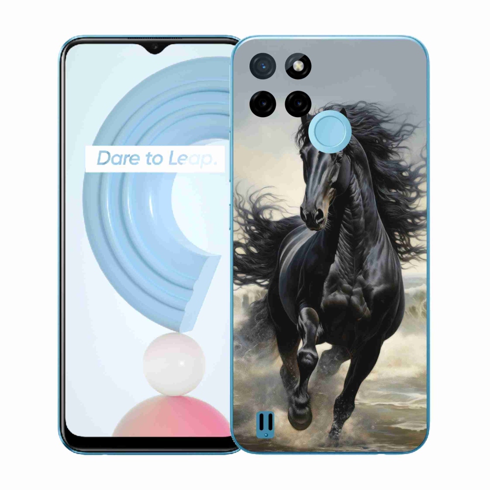 Zselés borítás mmCase a Realme C21Y/C25Y készülékhez - futó fekete ló