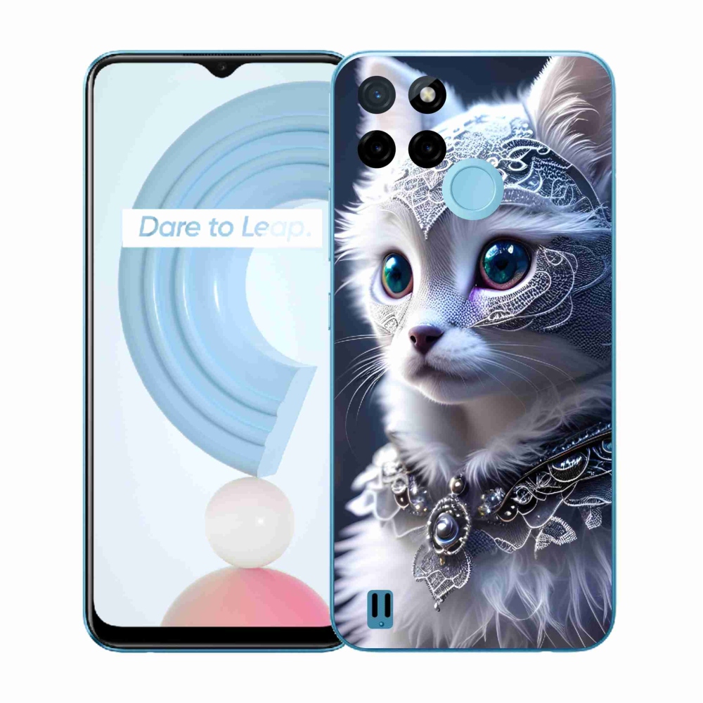 Zselés tok mmCase a Realme C21Y/C25Y készülékhez - fehér macska