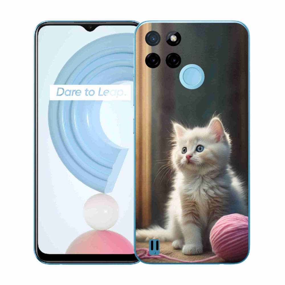 Zselés borítás mmCase a Realme C21Y/C25Y készülékhez - fehér cica 2