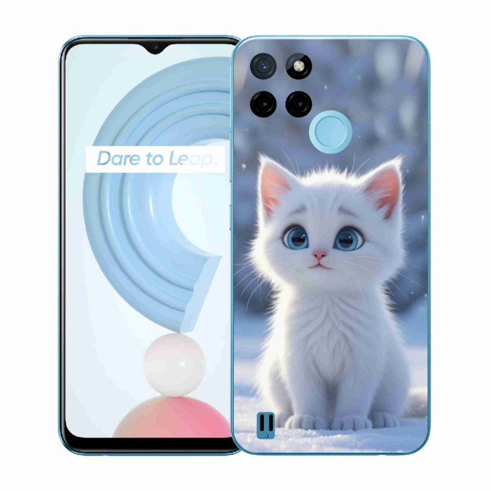 Zselés borítás mmCase a Realme C21Y/C25Y készülékhez - fehér cica 3