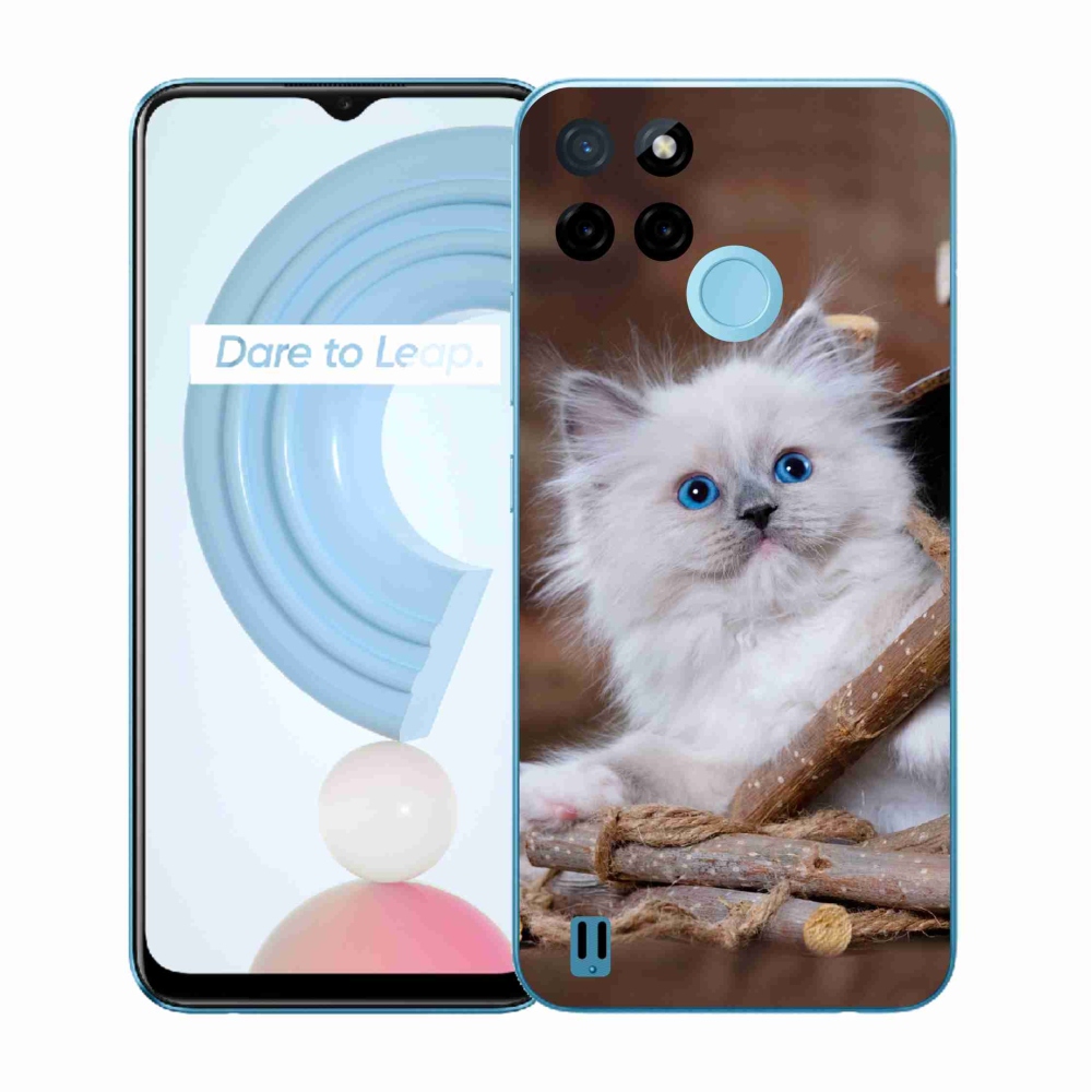 Zselés borítás mmCase a Realme C21Y/C25Y készülékhez - fehér cica