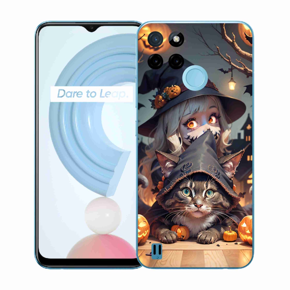 Zselés borítás mmCase a Realme C21Y/C25Y készülékhez - boszorkány macskával