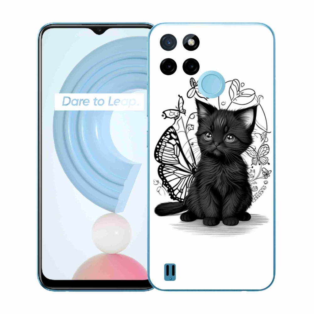 Zselés borítás mmCase a Realme C21Y/C25Y készülékhez - fekete cica