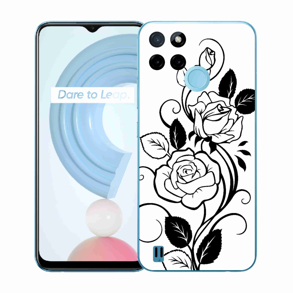 Zselés borító mmCase a Realme C21Y/C25Y készülékhez - fekete és fehér rózsa