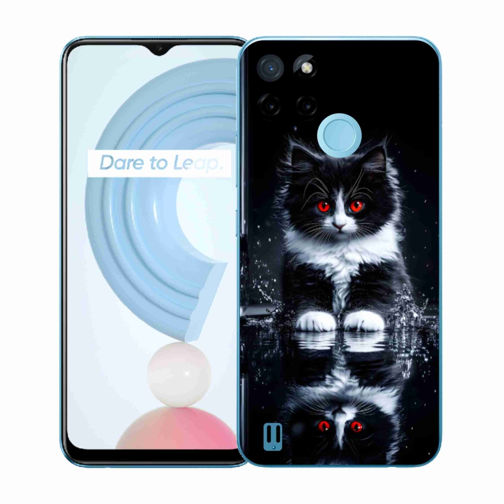 Zselés borítás mmCase a Realme C21Y/C25Y készülékhez - fekete-fehér cica