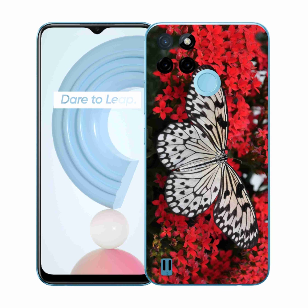 Zselés tok mmCase a Realme C21Y/C25Y készülékhez - fekete-fehér pillangó 1