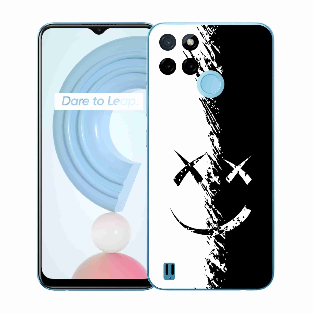 Zselés borító mmCase a Realme C21Y/C25Y készülékhez - fekete-fehér mosolygó