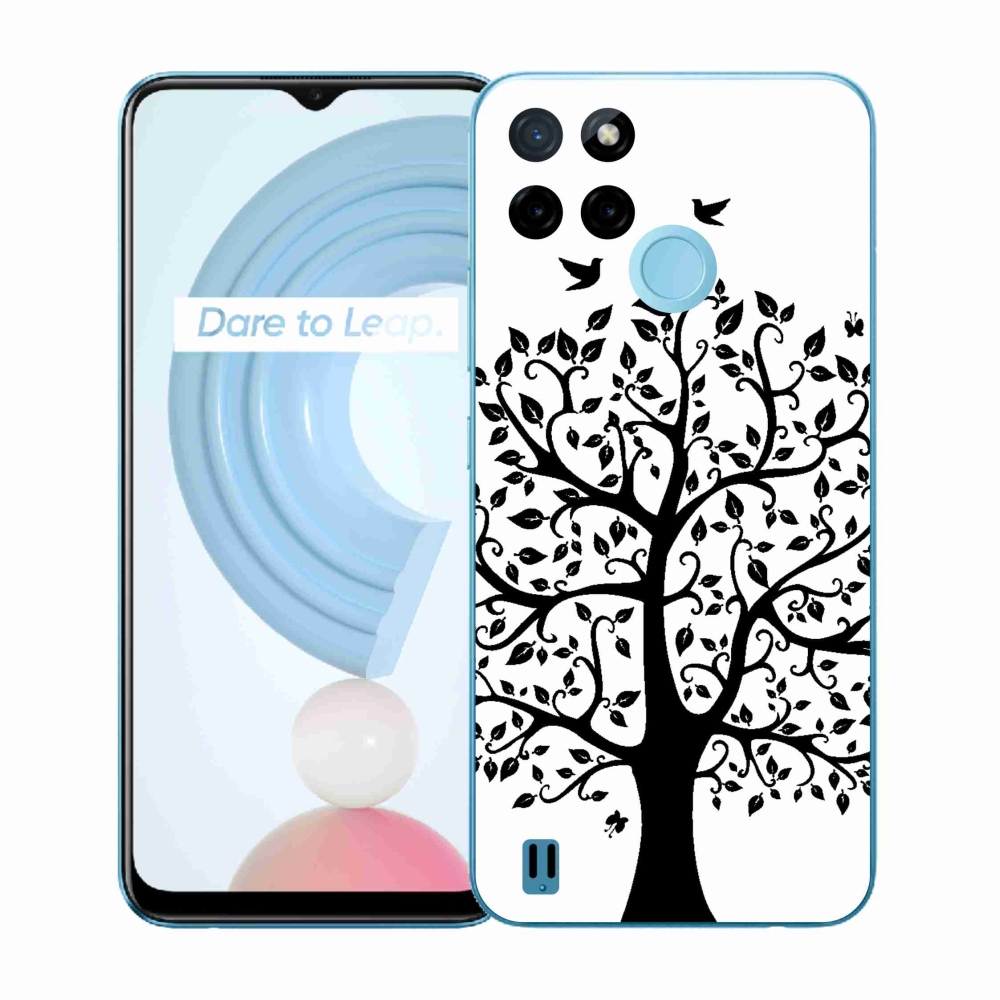 Zselés borító mmCase a Realme C21Y/C25Y készülékhez - fekete-fehér fa