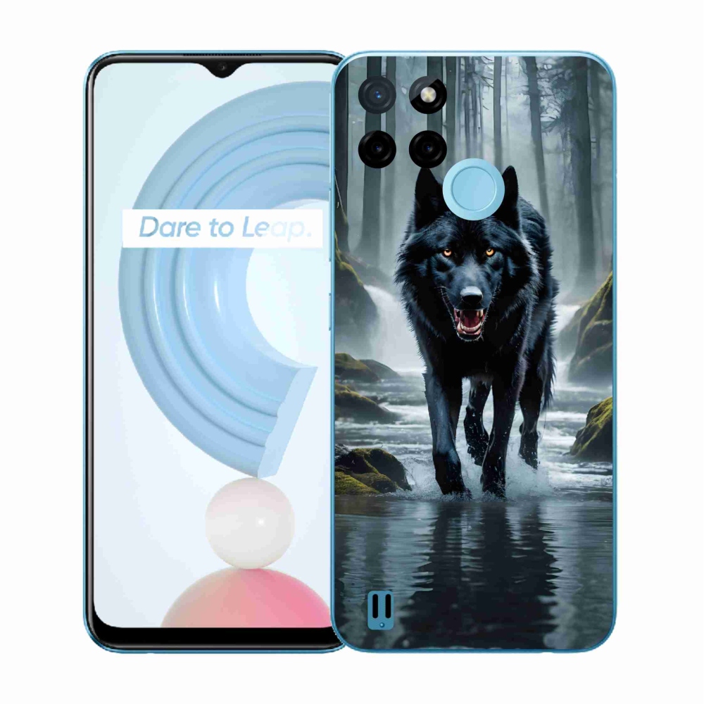 Zselés borítás mmCase a Realme C21Y/C25Y készülékhez - fekete farkas