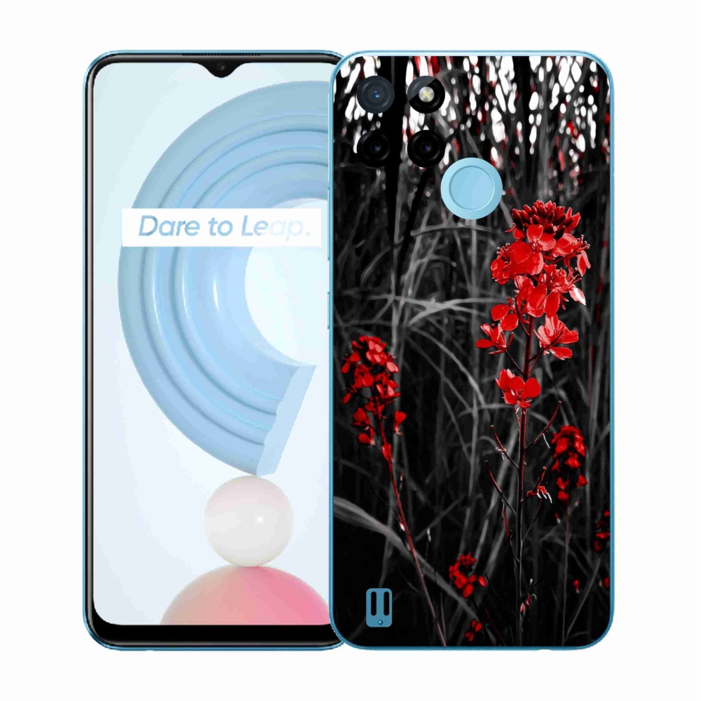 Zselés borító mmCase a Realme C21Y/C25Y készülékhez - piros növény