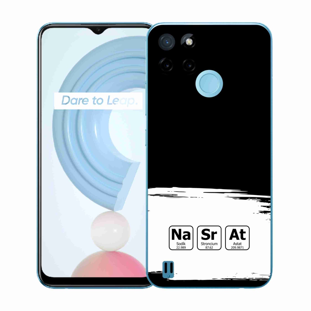 Zselés borító mmCase a Realme C21Y/C25Y készülékhez - kémiai elemek fehér és fekete háttérrel