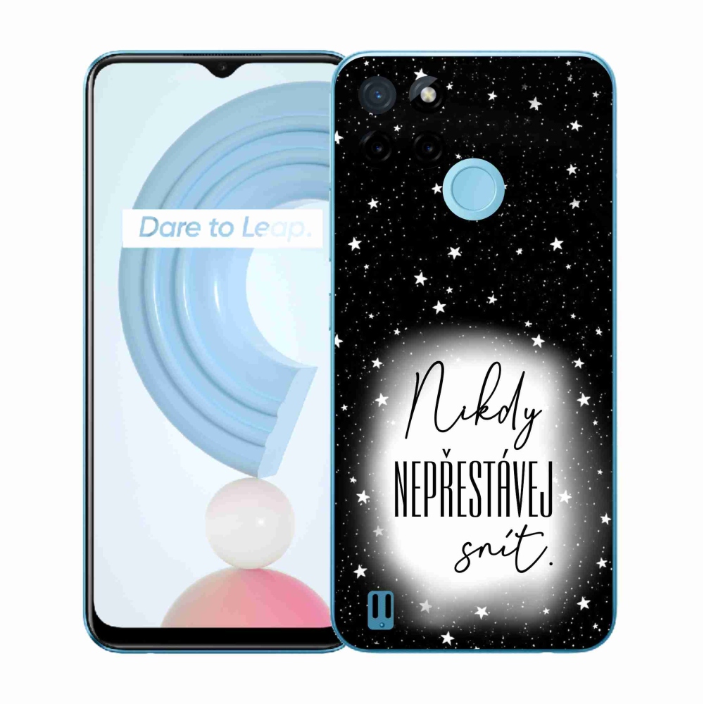 Zselés borító mmCase a Realme C21Y/C25Y készülékhez - idézet 1 fehér és fekete háttérrel