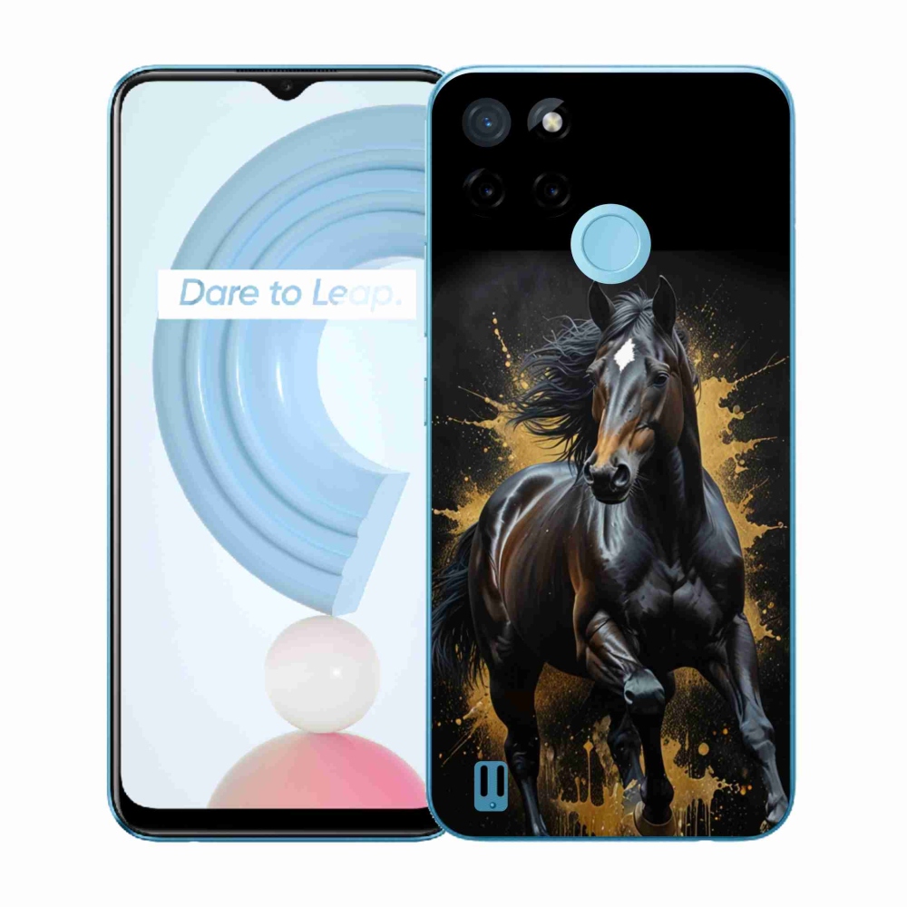 Zselés borítás mmCase a Realme C21Y/C25Y készülékhez - elegáns fekete ménes