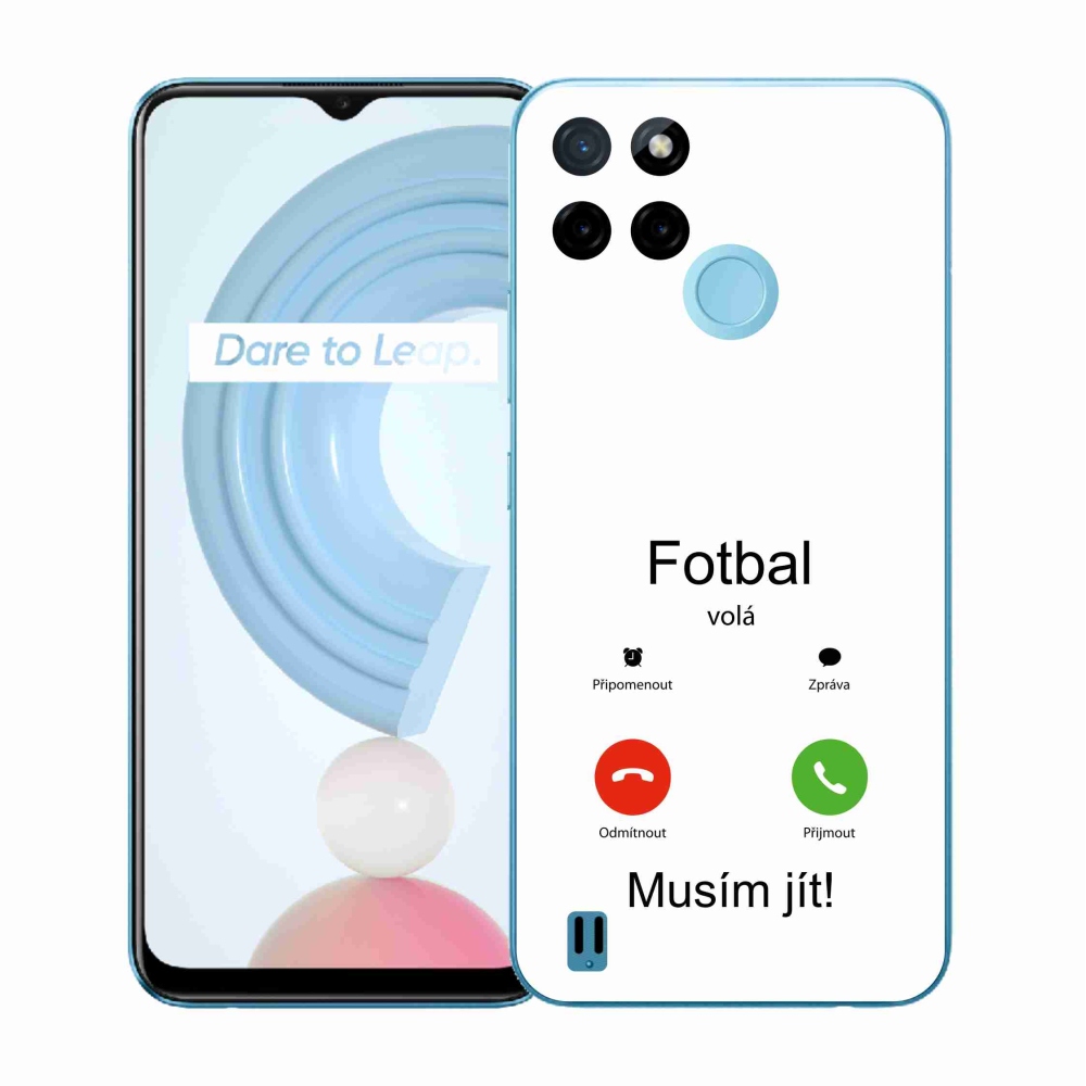 Gél borító mmCase a Realme C21Y/C25Y készülékhez - futballhívások fehér háttérrel