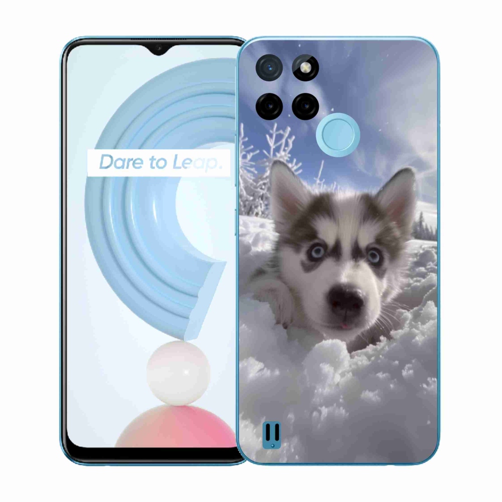 Gél borítás mmCase a Realme C21Y/C25Y készülékhez - husky a hóban