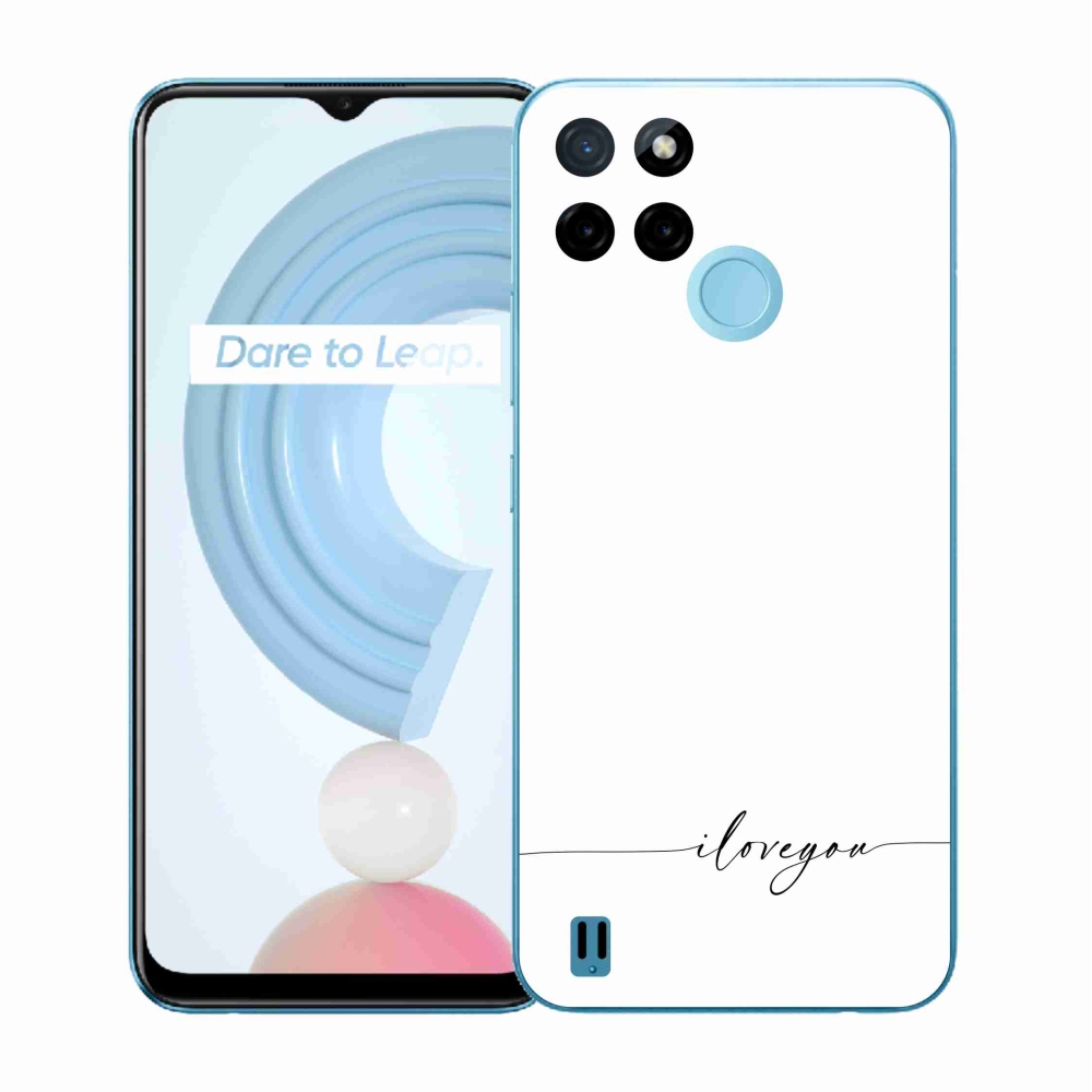 Zselés borító mmCase a Realme C21Y/C25Y készülékhez - I love you fehér háttérrel