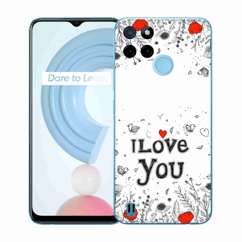 Zselés borító mmCase a Realme C21Y/C25Y készülékhez - I love you fehér háttérrel