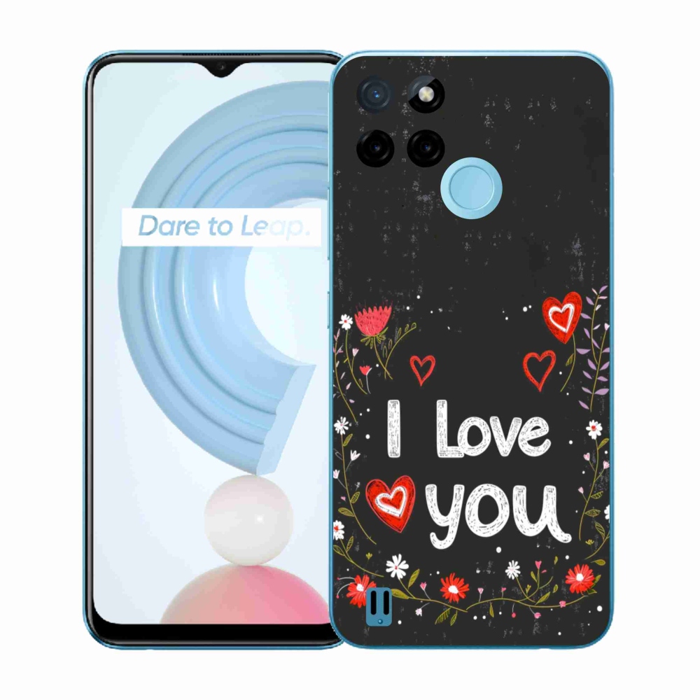 Zselés borító mmCase a Realme C21Y/C25Y készülékhez - Szeretlek fekete háttérrel