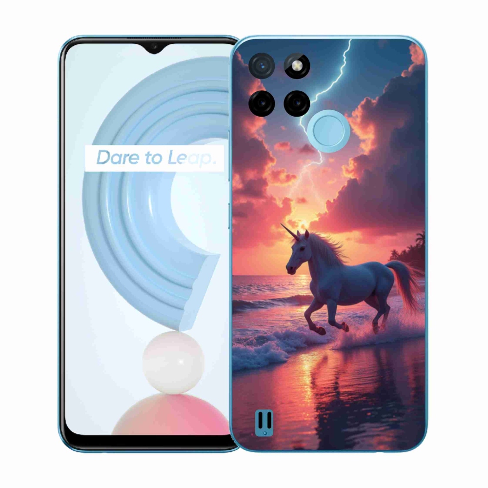 Gél borítás mmCase a Realme C21Y/C25Y készülékhez - egyszarvú a tengerparton