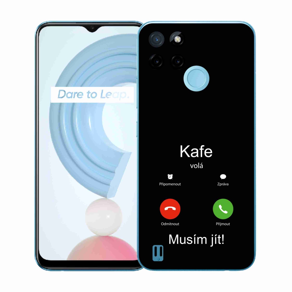 Zselés borító mmCase a Realme C21Y/C25Y készülékhez - kávé hívó fekete háttérrel