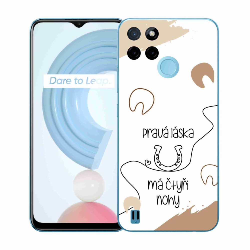 Zselés borító mmCase a Realme C21Y/C25Y készülékhez - ló motívum fehér háttérrel