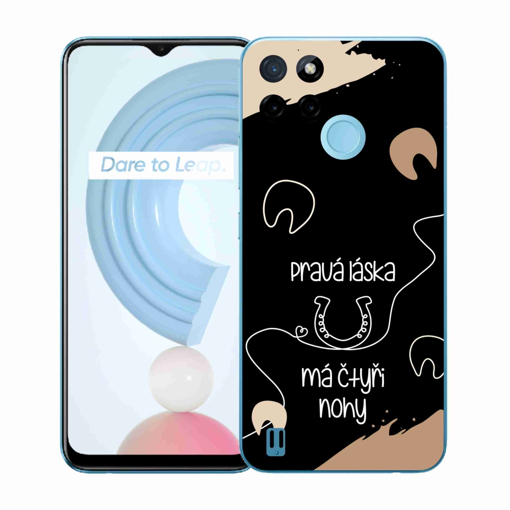 Zselés borító mmCase a Realme C21Y/C25Y készülékhez - ló motívum fekete háttérrel