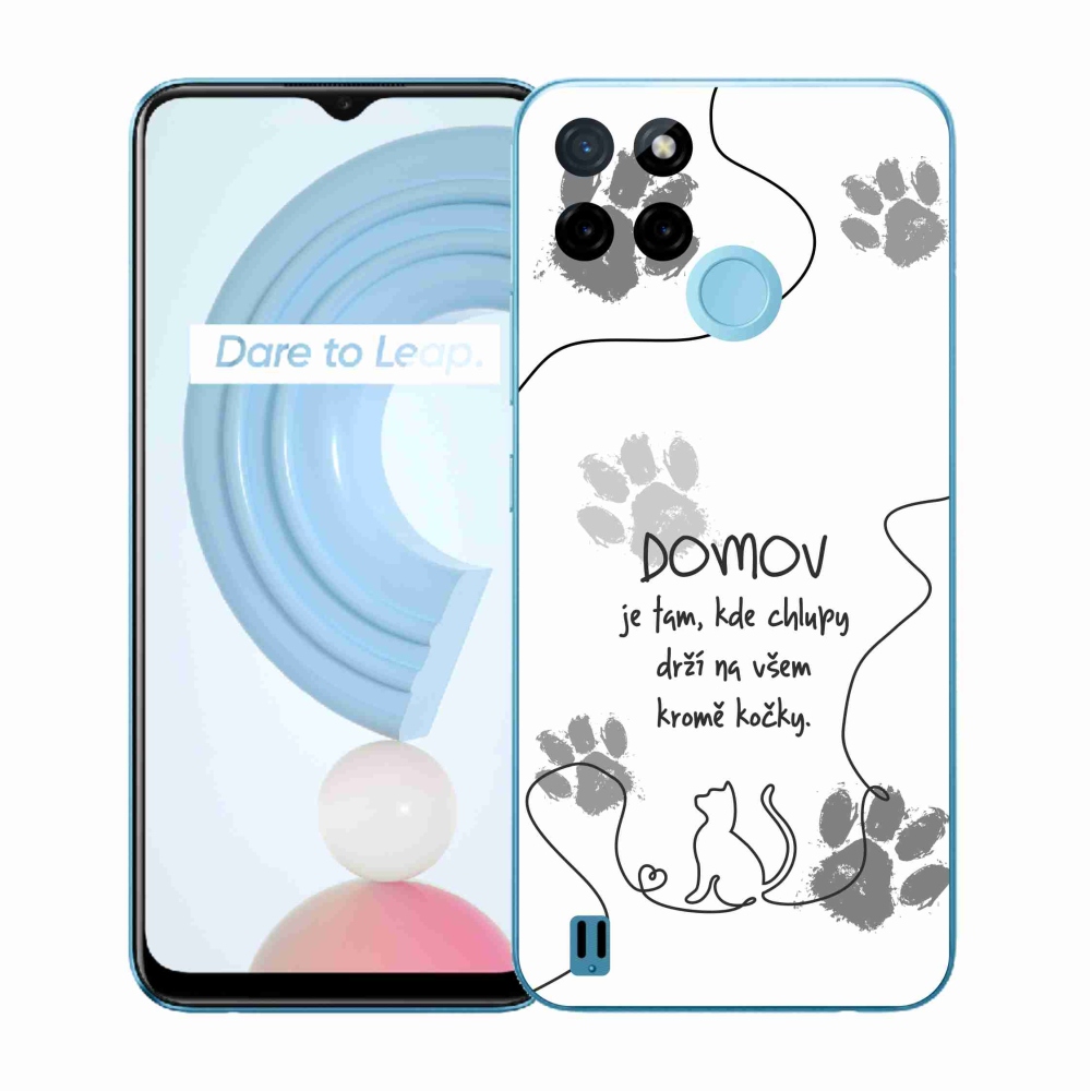 Zselés borító mmCase a Realme C21Y/C25Y készülékhez - macska motívum fehér háttérrel