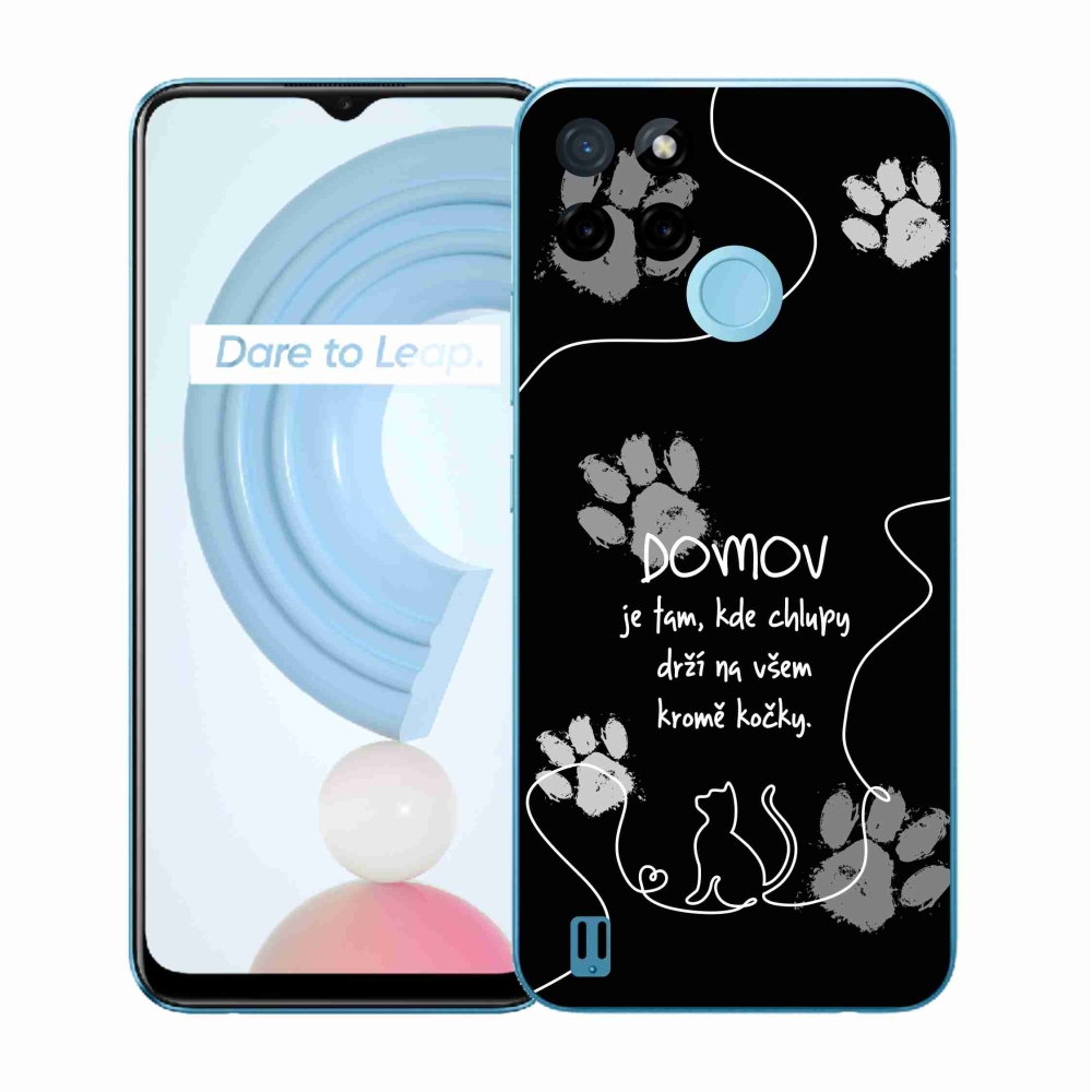 Zselés borító mmCase a Realme C21Y/C25Y készülékhez - macska motívum fekete háttérrel